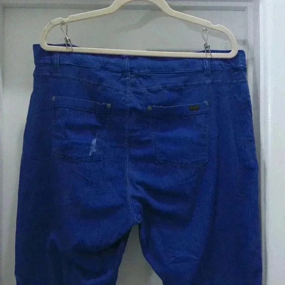 Hue Deep Ultramarine Skimmer Ripped Denim Hi-Rise Leggings / Size 20W - Picture 8 of 16